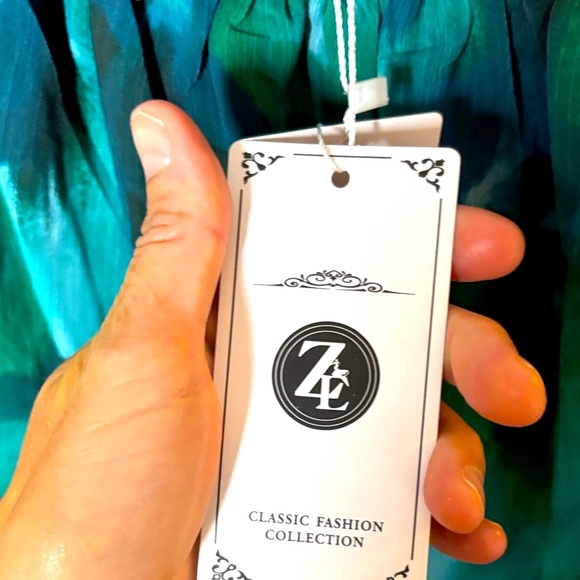 ZESICA Elegant Green and Teal Women's Blouse - Picture 10 of 12